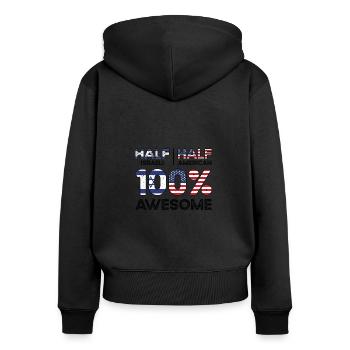 Né Israël Israélien Américain USA - Sweat à capuche zippé Premium bio Femme - noir - Dos - Julia (174cm)