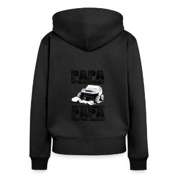 Geländewagen - Frauen Premium Bio Zip Hoodie - Schwarz - Hinten - Julia (174cm)