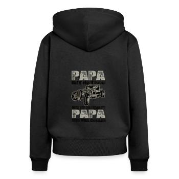 Hotrod - Frauen Premium Bio Zip Hoodie - Schwarz - Hinten - Julia (174cm)