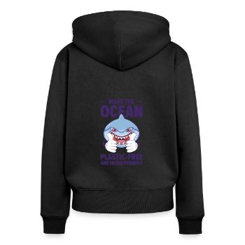 Journée mondiale des animaux Requins Bien-être animal Faune marine - Sweat à capuche zippé Premium bio Femme - noir - Dos - Julia (174cm)