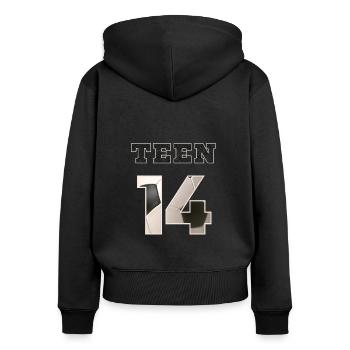 Fussball TEEN 14 Soccer - Women's Premium Organic Zip Hoodie - black - Back - Julia (174cm)