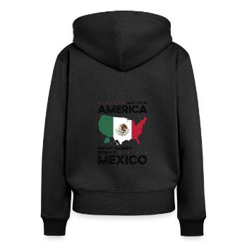 Né mexicain Mexique États-Unis - Sweat à capuche zippé Premium bio Femme - noir - Dos - Julia (174cm)