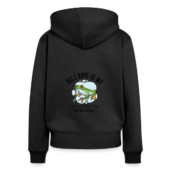 Rotäugiger Laubfrosch Niedliches - Frauen Premium Bio Zip Hoodie - Schwarz - Hinten - Julia (174cm)