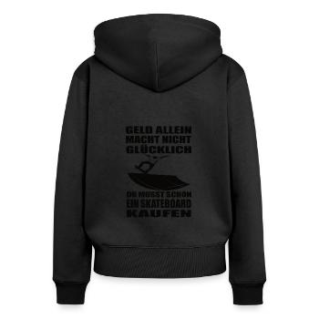 Skateboard - Frauen Premium Bio Zip Hoodie - Schwarz - Hinten - Julia (174cm)