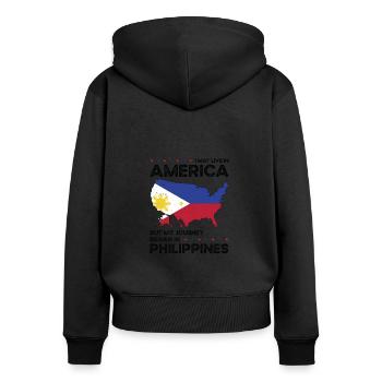 Né philippin Philippines Américains USA - Sweat à capuche zippé Premium bio Femme - noir - Dos - Julia (174cm)