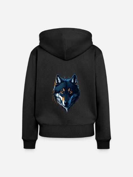 WOLF DESIGN - Frauen Premium Bio Zip Hoodie - Schwarz