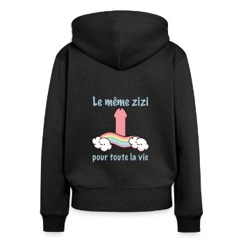 Cadeau EVJF Future Mariée Humour Zizi Bride Femme - Sweat à capuche zippé Premium bio Femme - noir - Dos - Julia (174cm)
