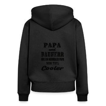 Papa und Bauherr - Frauen Premium Bio Zip Hoodie - Schwarz - Hinten - Julia (174cm)