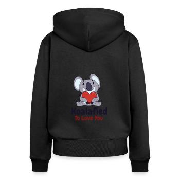 Valentinstag Koala Liebe Wildlife Koala Lover - Frauen Premium Bio Zip Hoodie - Schwarz - Hinten - Julia (174cm)