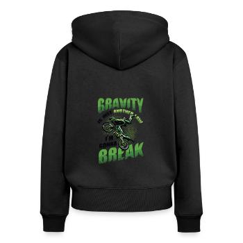 Schwerkraft, Ein Weiteres Gesetz - Frauen Premium Bio Zip Hoodie - Schwarz - Hinten - Julia (174cm)