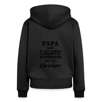 Papa und Fluglotse - Frauen Premium Bio Zip Hoodie - Schwarz - Hinten - Julia (174cm)
