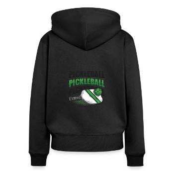 Pickleball-Liebhaber - Frauen Premium Bio Zip Hoodie - Schwarz - Hinten - Julia (174cm)