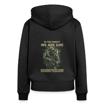 Camouflage de conception tactique des forces spéciales - Sweat à capuche zippé Premium bio Femme - noir - Dos - Julia (174cm)