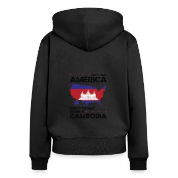 Geboren Kambodschaner Kambodscha Amerikaner USA - Frauen Premium Bio Zip Hoodie - Schwarz - Hinten - Julia (174cm)