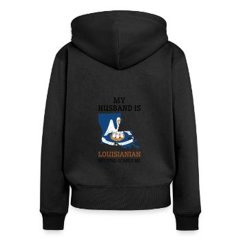 Rien ne me fait peur mari louisianais - Sweat à capuche zippé Premium bio Femme - noir - Dos - Julia (174cm)