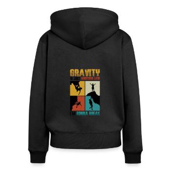 Bloc anti-gravité, escalade - Sweat à capuche zippé Premium bio Femme - noir - Dos - Julia (174cm)