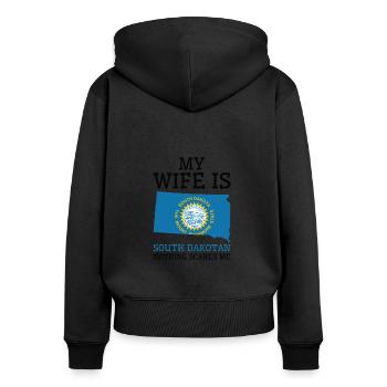 Nichts macht mir Angst South Dakotan Frau South - Frauen Premium Bio Zip Hoodie - Schwarz - Hinten - Julia (174cm)