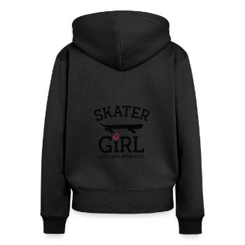Internationaler Frauentag Skater Girl - Frauen Premium Bio Zip Hoodie - Schwarz - Hinten - Julia (174cm)