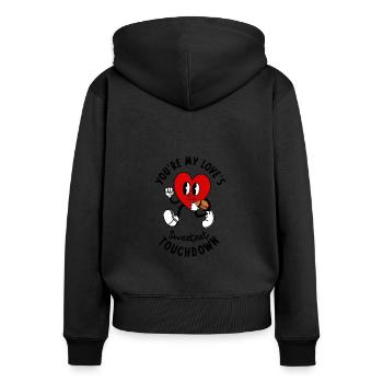 Valentinstag Fußball Paar Rugby Sport Liebe - Frauen Premium Bio Zip Hoodie - Schwarz - Hinten - Julia (174cm)