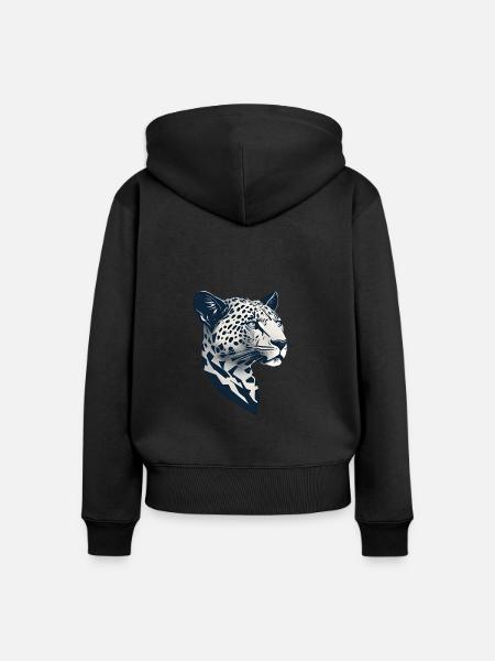 Einfaches Design Lephard-Kopf - Frauen Premium Bio Zip Hoodie - Schwarz