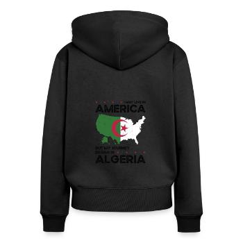 Born Algerian Algeria American USA Citizenship - Women's Premium Organic Zip Hoodie - black - Back - Julia (174cm)