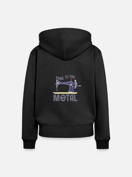 Pedal zur Metallnähmaschine - Frauen Premium Bio Zip Hoodie - Schwarz