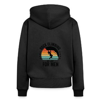 Journée internationale de la femme Mountain Retro Rock - Sweat à capuche zippé Premium bio Femme - noir - Dos - Julia (174cm)