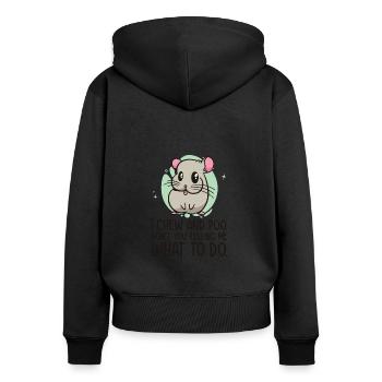 Chinchilla Niedliches Tier Haustier Chinchilla - Frauen Premium Bio Zip Hoodie - Schwarz - Hinten - Julia (174cm)
