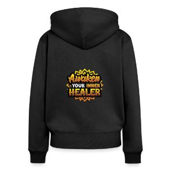Awaken Your Inner Healer, Reiki Spiritual - Women's Premium Organic Zip Hoodie - black - Back - Julia (174cm)