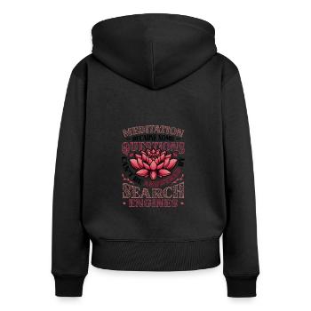 Lustige Meditation, Spirituelle Meditation - Frauen Premium Bio Zip Hoodie - Schwarz - Hinten - Julia (174cm)
