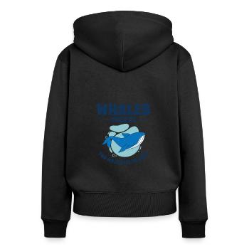 Journée mondiale de la conservation : Animaux marins de rorquals bleus - Sweat à capuche zippé Premium bio Femme - noir - Dos - Julia (174cm)