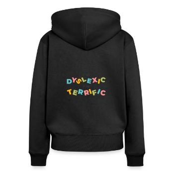 Dyslexia Awareness Dyslexic Therapy Learning - Women's Premium Organic Zip Hoodie - black - Back - Julia (174cm)