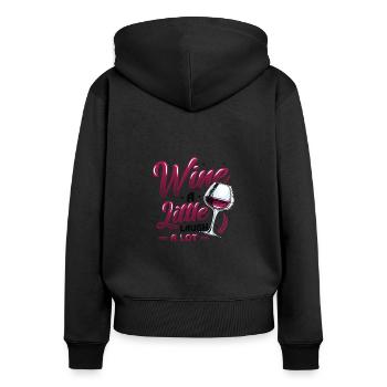 Vin Un peu rire beaucoup, amateur de vin - Sweat à capuche zippé Premium bio Femme - noir - Dos - Julia (174cm)