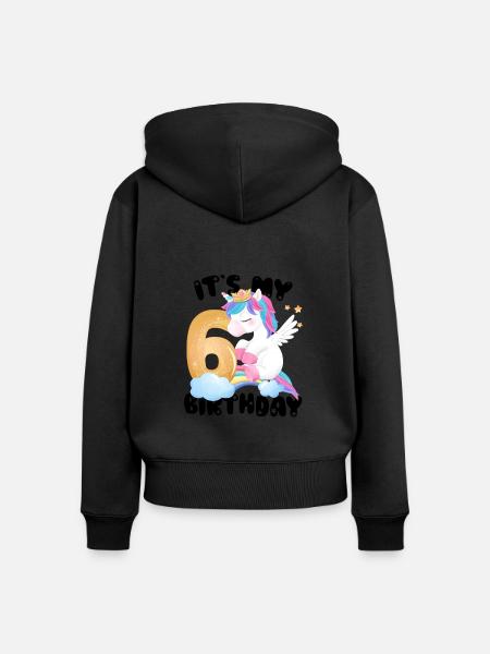 Its My Birthday Girl, Einhorn Geburtstag 6 Jahre - Frauen Premium Bio Zip Hoodie - Schwarz