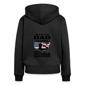 Veteran US American Veterans Dad Grandpa Nichts - Frauen Premium Bio Zip Hoodie - Schwarz - Hinten - Julia (174cm)