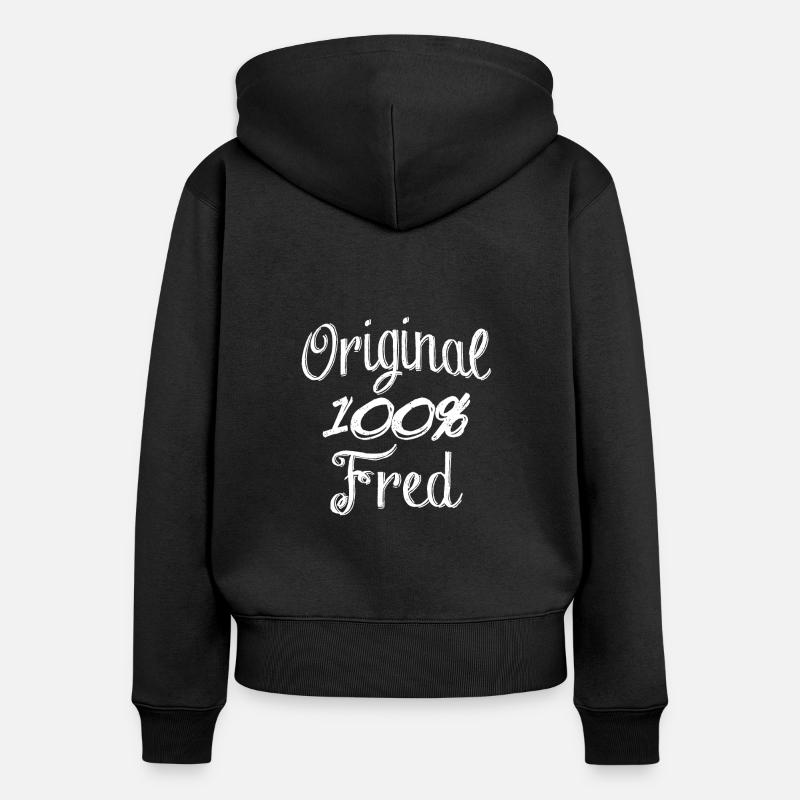 Original 100% Fred - Sweat à capuche zippé Premium bio Femme - noir