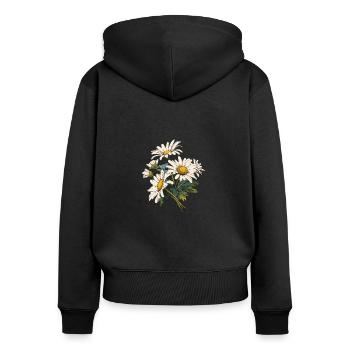 Fleurs Florales Fraîches Marguerites Amoureux Humour Vintage - Sweat à capuche zippé Premium bio Femme - noir - Dos - Julia (174cm)
