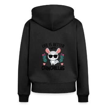 Accessoires pour animaux Chinchilla pour enfants - Sweat à capuche zippé Premium bio Femme - noir - Dos - Julia (174cm)