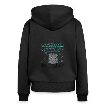 L’école se sent Irrelephant, anti-école - Sweat à capuche zippé Premium bio Femme - noir - Dos - Julia (174cm)