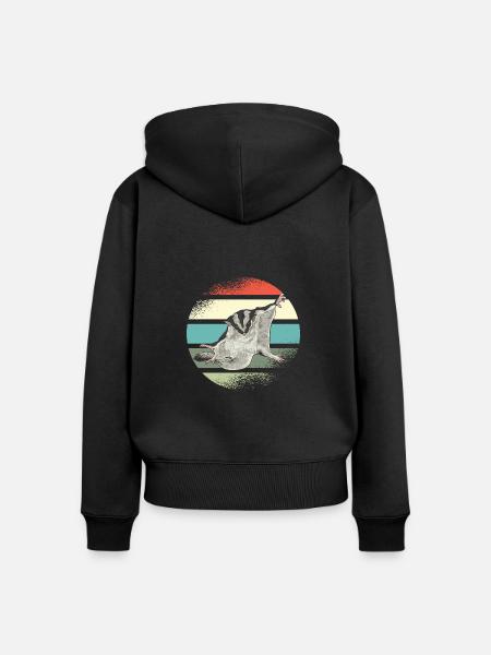 Kurzkopfgleitbeutler Sugar Glider - Frauen Premium Bio Zip Hoodie - Schwarz