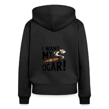 Zigarre Rauchen Zigarren Raucher - Frauen Premium Bio Zip Hoodie - Schwarz - Hinten - Julia (174cm)