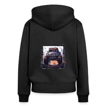Monster truck - Sweat à capuche zippé Premium bio Femme - noir - Dos - Julia (174cm)