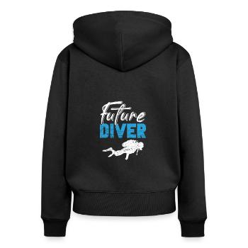 Tauchen Diving Vintage Underwater Sprüche - Frauen Premium Bio Zip Hoodie - Schwarz - Hinten - Julia (174cm)