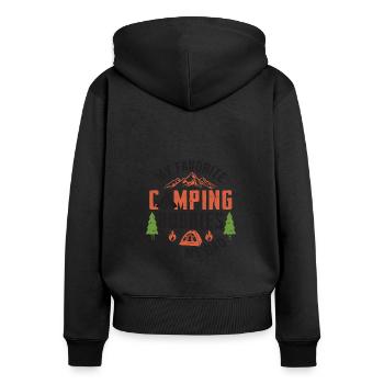 Mes copains de camping préférés Appelez-moi papa - Sweat à capuche zippé Premium bio Femme - noir - Dos - Julia (174cm)