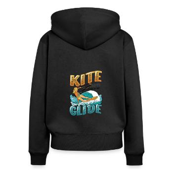 Kite And Glide, Kitesurfing - Frauen Premium Bio Zip Hoodie - Schwarz - Hinten - Julia (174cm)
