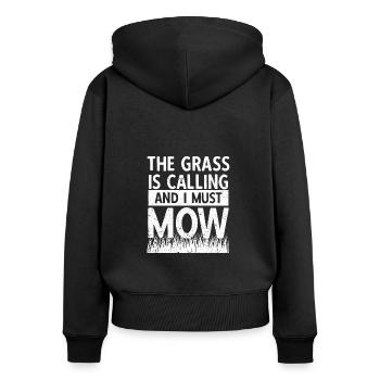 Rasenmäher Rasenpflege Vintage Lawnmower Sprüche - Frauen Premium Bio Zip Hoodie - Schwarz - Hinten - Julia (174cm)