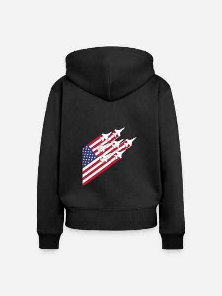USA-Flagge und Kampfjets - Frauen Premium Bio Zip Hoodie - Schwarz