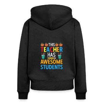 Lehrer Schulalltag Vintage Bildung Unterricht - Frauen Premium Bio Zip Hoodie - Schwarz - Hinten - Julia (174cm)