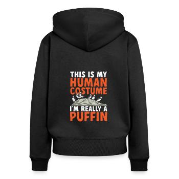 puffin puffin auke birds Lunde - Women's Premium Organic Zip Hoodie - black - Back - Julia (174cm)