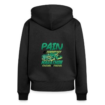 Marathon-Finisher, Ist Für Immer Marathon-Läufer - Frauen Premium Bio Zip Hoodie - Schwarz - Hinten - Julia (174cm)